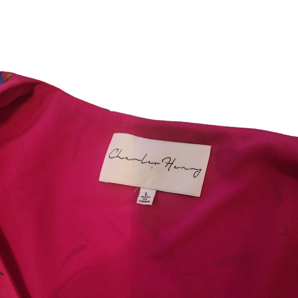 Charles Henry Blouson Sleeve Printed Wrap Dress size large - Picture 8 of 8